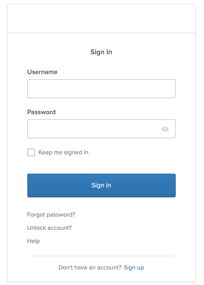 Screenshot of basic Okta Sign-In Widget